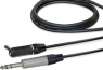 Audio-Verbindungskabel, 6,35 mm-Stereo Stecker, gerade auf 6,35 mm-Stereo Stecker, abgewinkelt, 1,5 m, vernickelt, schwarz