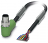 Sensor-Aktor Kabel, M12-Kabelstecker, abgewinkelt auf offenes Ende, 12-polig, 1.5 m, PVC, schwarz, 1.5 A, 1554814