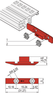 Schlitten, verschiebbar, zur Aufnahme von 2 Muttern, 12 Stck.