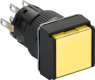 Drucktaster, beleuchtbar, tastend, 2 Wechsler, Bund quadratisch, gelb, Frontring schwarz, Einbau-Ø 16 mm, XB6ECA52P