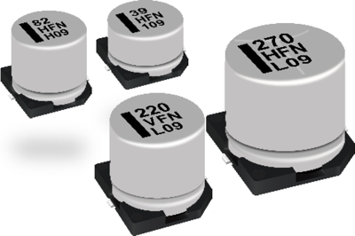 Elektrolytkondensator, 10 µF, 25 V (DC), SMD, Ø 4 mm, EEEFN1E100R