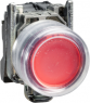 Drucktaster, beleuchtbar, tastend, 1 Öffner, Bund rund, rot, Frontring silber, Einbau-Ø 22 mm, XB4BP483B5EX