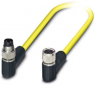 Sensor-Aktor Kabel, M8-Kabelstecker, abgewinkelt auf M8-Kabeldose, abgewinkelt, 3-polig, 1.5 m, PVC, gelb, 4 A, 1406055