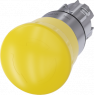 Pilzdrucktaster, unbeleuchtet, rastend, Bund rund, gelb, Einbau-Ø 22.3 mm, 3SU1050-1HB30-0AA0