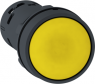 Drucktaster, unbeleuchtet, tastend, 1 Schließer + 1 Öffner, Bund rund, gelb, Frontring schwarz, Einbau-Ø 22 mm, XB7NA85