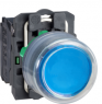 Drucktaster, unbeleuchtet, tastend, 1 Schließer, Bund rund, blau, Frontring schwarz, Einbau-Ø 22 mm, XB5AP61