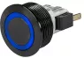 Pushbutton, 1 pole, black, illuminated  (white), 5 A/125 VAC, mounting Ø 19 mm, 19.1 mm, IP66/IP67, 3-145-566