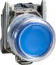 Drucktaster, beleuchtbar, tastend, 1 Schließer, Bund rund, blau, Frontring silber, Einbau-Ø 22 mm, XB4BP683B5EX