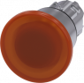 Pilzdrucktaster, beleuchtbar, rastend, Bund rund, amber, Einbau-Ø 22.3 mm, 3SU1051-1BA00-0AA0