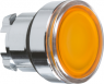 Drucktaster, beleuchtbar, tastend, Bund rund, orange, Frontring silber, Einbau-Ø 22 mm, ZB4BA58