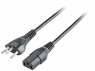 Geräteanschlussleitung, Schweiz, Stecker Typ J, gerade auf C13-Kupplung, gerade, schwarz, 3 m