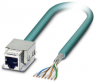 Netzwerkkabel, RJ45-Buchse, gerade auf offenes Ende, Cat 6, S/FTP, PUR, 2 m, blau