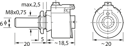 D 20/4W 10% 22R KRAH Potentiometer Bild 2