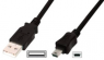 USB 2.0 Adapterleitung, USB Stecker Typ A auf Mini-USB Stecker Typ B, 1.8 m, schwarz