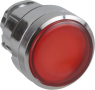 Drucktaster, beleuchtbar, Bund rund, rot, Frontring silber, Einbau-Ø 22 mm, ZB4BH0483