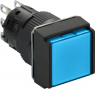 Drucktaster, beleuchtbar, tastend, 1 Wechsler, Bund quadratisch, blau, Frontring schwarz, Einbau-Ø 16 mm, XB6ECW6B1P