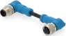 Sensor-Aktor Kabel, M12-Kabelstecker, abgewinkelt auf M12-Kabeldose, abgewinkelt, 3-polig, 1.5 m, PVC, schwarz, 4 A, T4162214003-003