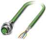 Sensor-Aktor Kabel, M12-Kabeldose, gerade auf offenes Ende, 4-polig, 0.5 m, PVC, grün, 4 A, 1419134