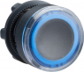 Drucktaster, beleuchtbar, tastend, Bund rund, blau, Frontring schwarz, Einbau-Ø 22 mm, ZB5AW963