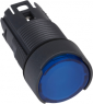 Drucktaster, beleuchtbar, rastend, Bund rund, blau, Frontring schwarz, Einbau-Ø 16 mm, ZB6AF6