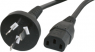 Geräteanschlussleitung, China, Stecker Typ I, gerade auf C13-Kupplung, gerade, H05VV-F3G1,0mm², schwarz, 2.5 m