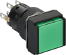 Drucktaster, beleuchtbar, rastend, 2 Wechsler, Bund quadratisch, grün, Frontring schwarz, Einbau-Ø 16 mm, XB6ECF3B2P