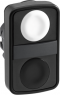 Drucktaster, unbeleuchtet, tastend, Bund rechteckig, weiß, Frontring schwarz, Einbau-Ø 22 mm, ZB5AA7120
