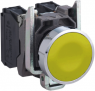 Drucktaster, unbeleuchtet, tastend, 1 Schließer, Bund rund, gelb, Frontring silber, Einbau-Ø 22 mm, XB4BA55