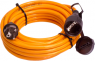 Verlängerungsleitung, Europa, Stecker Typ E + F, gerade auf Kupplung Typ E + F, gerade, H07BQ-F3G1,5mm², orange, 10 m