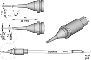 Lötspitze, Sonderform, Ø 0.5 mm, (B) 16 mm, R245023