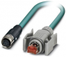 Netzwerkkabel, RJ45-Stecker, gerade auf M12-Buchse, gerade, Cat 5, SF/UTP, PUR, 2 m, blau