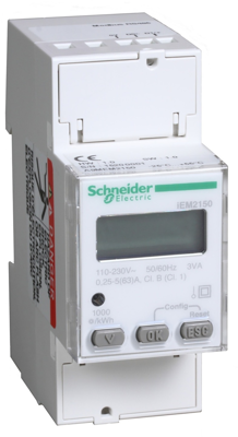 Energiezähler, 1-phasig, 230V, 63A, Modbus, (L x B x H) 70 x 36 x 90 mm, A9MEM2150