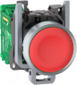 Drucktaster mit Sender, unbeleuchtet, tastend, Bund rund, rot, Frontring silber, Einbau-Ø 22 mm, ZB4RTA4