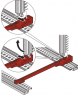 Führungssschiene Typ Standard, mit Fixierung für DIN Steckv., PBT, 220 mm, Nutbr. 2mm, rot, 1 Paar