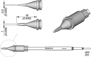 Lötspitze, Meißelform, Ø 0.5 mm, (D x B) 1.6 x 16 mm, R245016