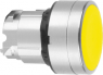 Drucktaster, unbeleuchtet, tastend, Bund rund, gelb, Frontring silber, Einbau-Ø 22 mm, ZB4BA54