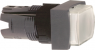Drucktaster, beleuchtbar, tastend, Bund rechteckig, weiß, Frontring schwarz, Einbau-Ø 16 mm, ZB6DE1