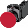 Pilzdrucktaster, unbeleuchtet, rastend, 1 Schließer + 1 Öffner, Bund rund, rot, Frontring schwarz, Einbau-Ø 22.3 mm, 3SU1100-1BA20-3FA0