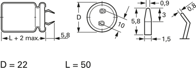 SLG338M063S1A5Q50K Teapo Elektrolyt Kondensatoren Bild 2