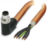 Sensor-Aktor Kabel, M12-Kabelstecker, abgewinkelt auf offenes Ende, 5-polig, 10 m, PUR, orange, 16 A, 1414847