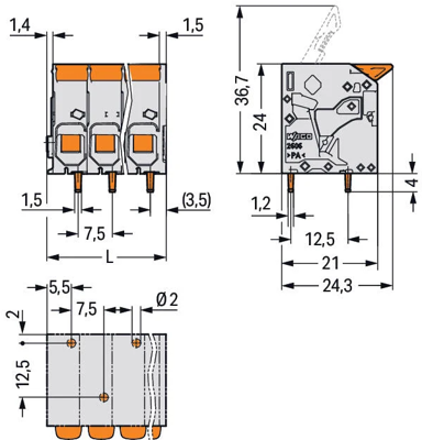 2606-1102/020-016 WAGO PCB Terminal Blocks Image 2