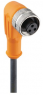 Sensor-Aktor Kabel, 1/2"-Kabeldose, abgewinkelt auf offenes Ende, 3-polig, 2 m, PUR, orange, 4 A, 80489