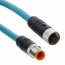 Sensor-Aktor Kabel, M12-Kabelstecker, gerade auf M12-Kabeldose, gerade, 8-polig, 3 m, PVC, türkis, 7265