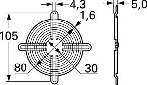 Metalllüftergitter 80 x 80 mm, Stahl, ASEN88001