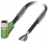 Sensor-Aktor Kabel, M8-Kabeldose, abgewinkelt auf offenes Ende, 6-polig, 5 m, PUR, schwarz, 1.5 A, 1522464