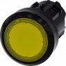 Drucktaster, beleuchtbar, rastend, Bund rund, gelb, Einbau-Ø 22.3 mm, 3SU1001-0AA30-0AA0