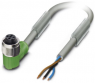 Sensor-Aktor Kabel, M12-Kabeldose, abgewinkelt auf offenes Ende, 3-polig, 10 m, PUR, grau, 4 A, 1454299