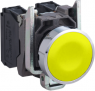 Drucktaster, unbeleuchtet, tastend, 1 Schließer, Bund rund, gelb, Frontring silber, Einbau-Ø 22 mm, XB4BA51