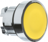 Drucktaster, beleuchtbar, Bund rund, gelb, Frontring silber, Einbau-Ø 22 mm, ZB4BH05