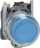 Drucktaster, unbeleuchtet, tastend, 1 Schließer, Bund rund, blau, Frontring silber, Einbau-Ø 22 mm, XB4BP61
